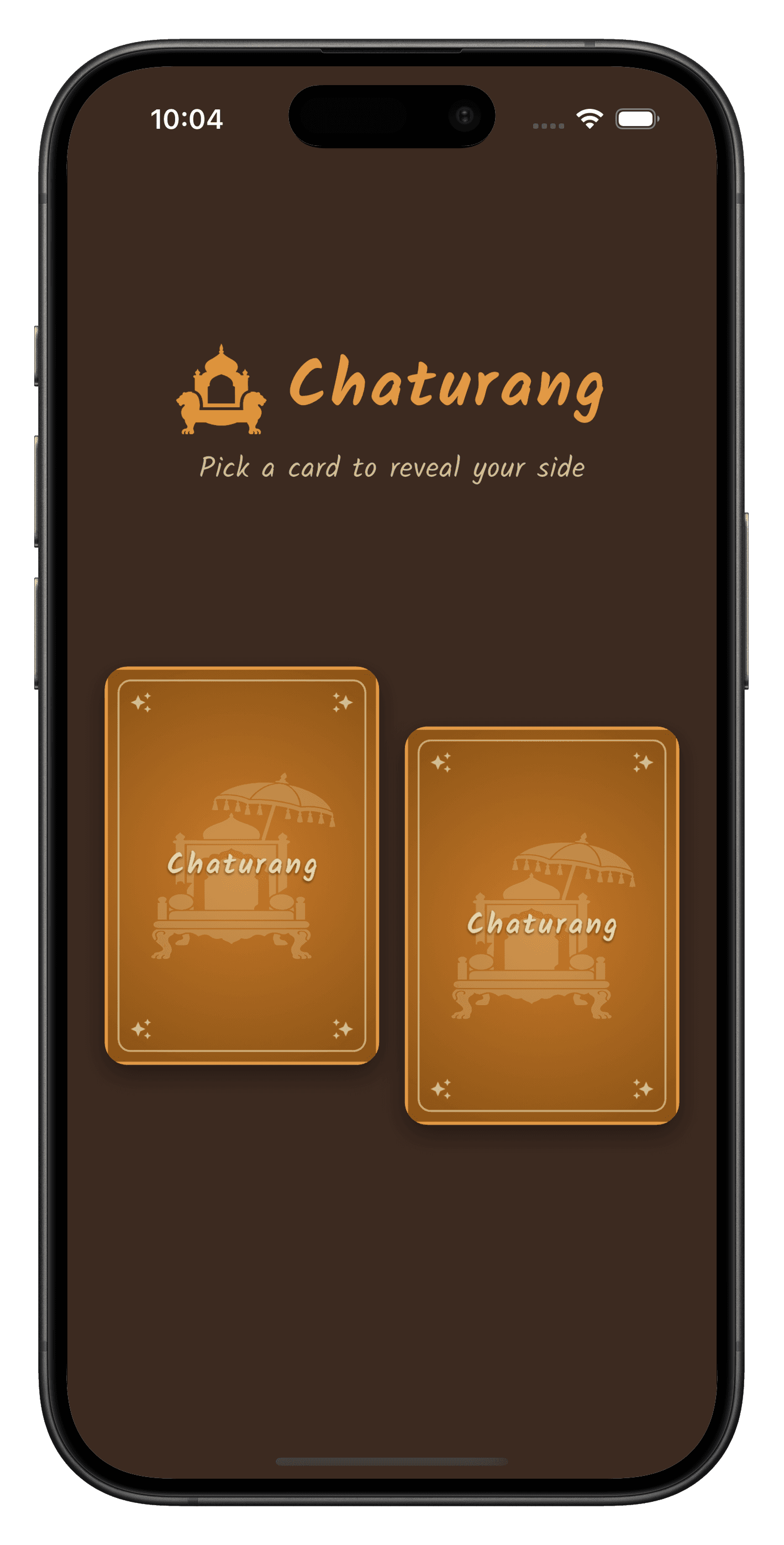 Chaturang card-pick screen — choose your side